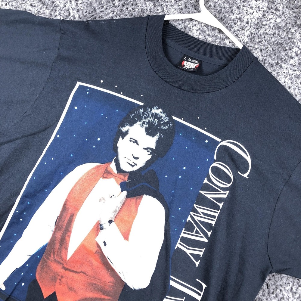 Vintage Conway Twitty Shirt Mens Large Black Crazy In Love Tee Screen Stars Best